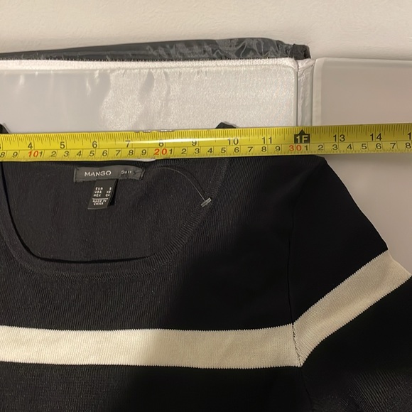 Mango Suit Striped Women White And Black knit Body Dress Size XS - Picture 9 of 16